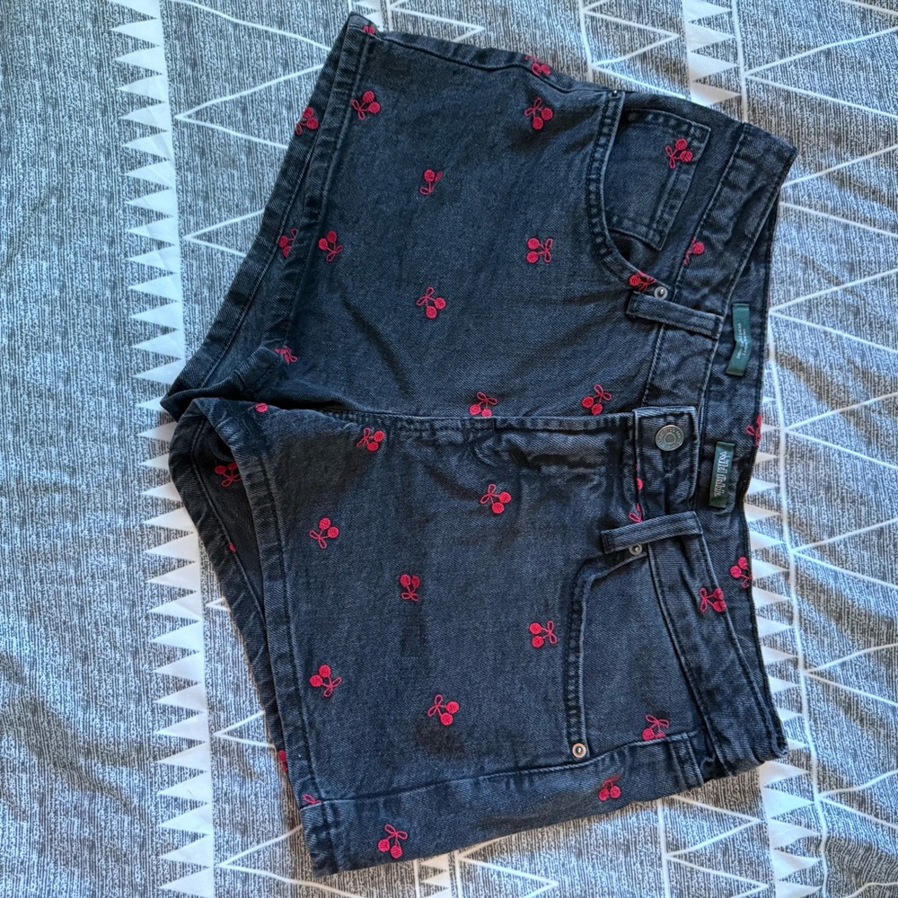 Wild Fable Black Denim Jeans with Red cherries Embroidery
